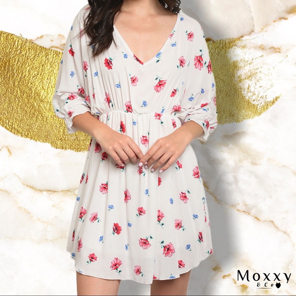Ivory Floral Mini Dress 💞